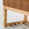 Sitzbank Chesterfield M-DEKO LPP-4 nach Maß aus Holz, mit Schuhregal und gestepptem Sitz aus braunem Kunstleder