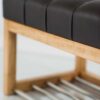 Sitzbank Chesterfield M-DEKO LPP-4 nach Maß aus Holz, mit Schuhregal und gestepptem Sitz aus dunkelbraunem Kunstleder