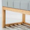 Sitzbank Chesterfield M-DEKO LPP-4 nach Maß aus Holz, mit Schuhregal und gestepptem Sitz aus grauem Kunstleder