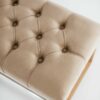 Sitzbank Chesterfield M-DEKO LPP-4 nach Maß aus Holz mit Schuhregal und gestepptem Sitz aus Cappuccino-farbigem Velours