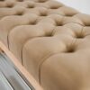 Sitzbank Chesterfield M-DEKO LPP-4 nach Maß aus Holz mit Schuhregal und gestepptem Sitz aus Cappuccino-farbigem Velours