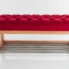 Sitzbank Chesterfield M-DEKO LPP-4 nach Maß aus Holz, mit Schuhregal und gestepptem Sitz aus rotem Velours