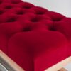 Sitzbank Chesterfield M-DEKO LPP-4 nach Maß aus Holz, mit Schuhregal und gestepptem Sitz aus rotem Velours