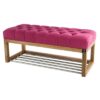 Sitzbank Chesterfield M-DEKO LPP-4 nach Maß aus Holz, mit Schuhregal und gestepptem Sitz aus pinkfarbigem Velours