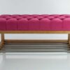 Sitzbank Chesterfield M-DEKO LPP-4 nach Maß aus Holz, mit Schuhregal und gestepptem Sitz aus pinkfarbigem Velours