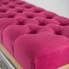 Sitzbank Chesterfield M-DEKO LPP-4 nach Maß aus Holz, mit Schuhregal und gestepptem Sitz aus pinkfarbigem Velours