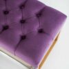 Sitzbank Chesterfield M-DEKO LPP-4 nach Maß aus Holz, mit Schuhregal und gestepptem Sitz aus lilafarbigem Velours