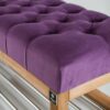 Sitzbank Chesterfield M-DEKO LPP-4 nach Maß aus Holz, mit Schuhregal und gestepptem Sitz aus lilafarbigem Velours