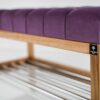 Sitzbank Chesterfield M-DEKO LPP-4 nach Maß aus Holz, mit Schuhregal und gestepptem Sitz aus lilafarbigem Velours
