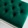 Sitzbank Chesterfield M-DEKO LPP-4 nach Maß aus Holz mit Schuhregal und gestepptem Sitz aus grünem Velours