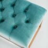 Sitzbank Chesterfield M-DEKO LPP-4 nach Maß aus Holz mit Schuhregal und gestepptem Sitz aus minzfarbigem Velours