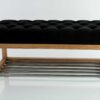 Sitzbank Chesterfield M-DEKO LPP-4 nach Maß aus Holz mit Schuhregal und gestepptem Sitz aus schwarzem Velours