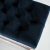 Sitzbank Chesterfield M-DEKO LPP-4 nach Maß aus Holz, mit Schuhregal und gestepptem Sitz aus dunkelblauem Velours