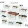 Collage Gepolsterte Sitzbänke M-DEKO LGS-108 Loft, nach Maß, Sitz aus Holz und gemustertem Velvet, Metallbeine