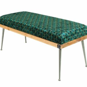 Gepolsterte Sitzbank M-DEKO LGS-108 Loft, nach Maß, Sitz aus Holz und gemustertem Velvet, Metallbeine