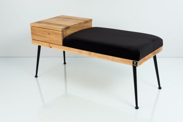 Sitzbank M-DEKO LGS-106 mit Schublade, Sitz aus Holz und Velvet gepolstert, Metallbeine, nach Maß