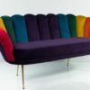 Sofa Loungesofa M-DEKO Modell LUX "Joker", Couch mit Bezug aus Velours in Regenbogen Farben