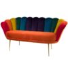 Sofa Loungesofa M-DEKO Modell LUX "Joker", Couch mit Bezug aus Velours in Regenbogen Farben
