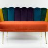 Sofa Loungesofa M-DEKO Modell LUX "Joker", Couch mit Bezug aus Velours in Regenbogen Farben