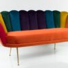 Sofa Loungesofa M-DEKO Modell LUX "Joker", Couch mit Bezug aus Velours in Regenbogen Farben