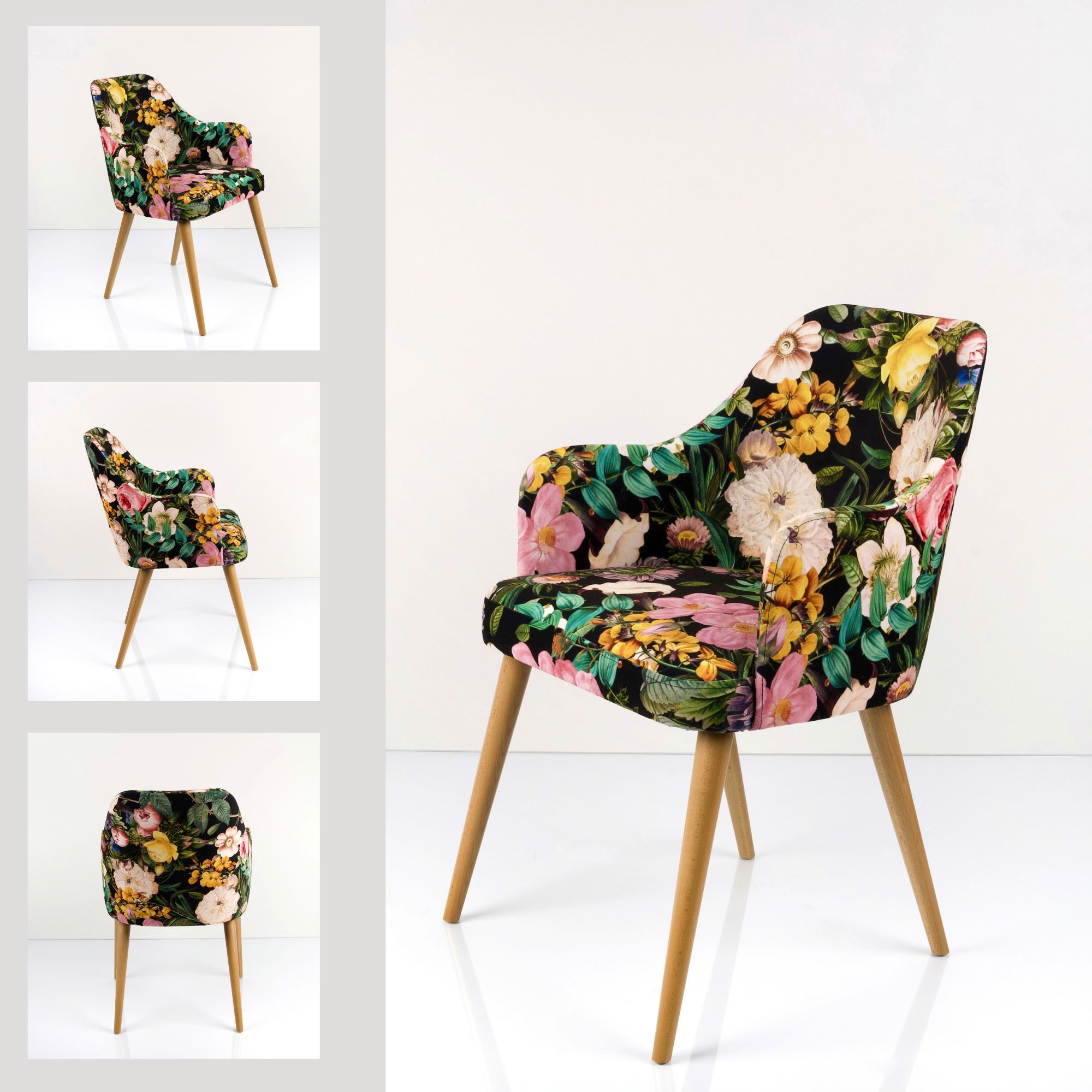 Sessel Stuhl KR-9 Retro Holz Esszimmer Küche modern Viele Farben gepolstert  » M-DEKO