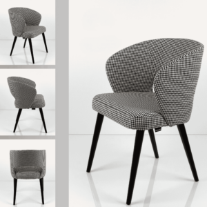 Moderner Deko Stuhl Deluxe KR-8, gepolstert mit ergonomischer Rückenlehne und stabilen Holzbeinen – eleganter Designstuhl für Esszimmer, Wohnzimmer oder Cafeteria.