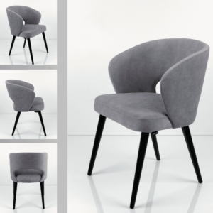 Moderner Deko Stuhl Deluxe KR-8, gepolstert mit ergonomischer Rückenlehne und stabilen Holzbeinen – eleganter Designstuhl für Esszimmer, Wohnzimmer oder Cafeteria.