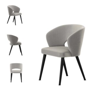 Moderner Deko Stuhl Velours Deluxe Farbe Dove02 KR-8, gepolstert mit ergonomischer Rückenlehne und stabilen Holzbeinen – eleganter Designstuhl für Esszimmer, Wohnzimmer oder Cafeteria.