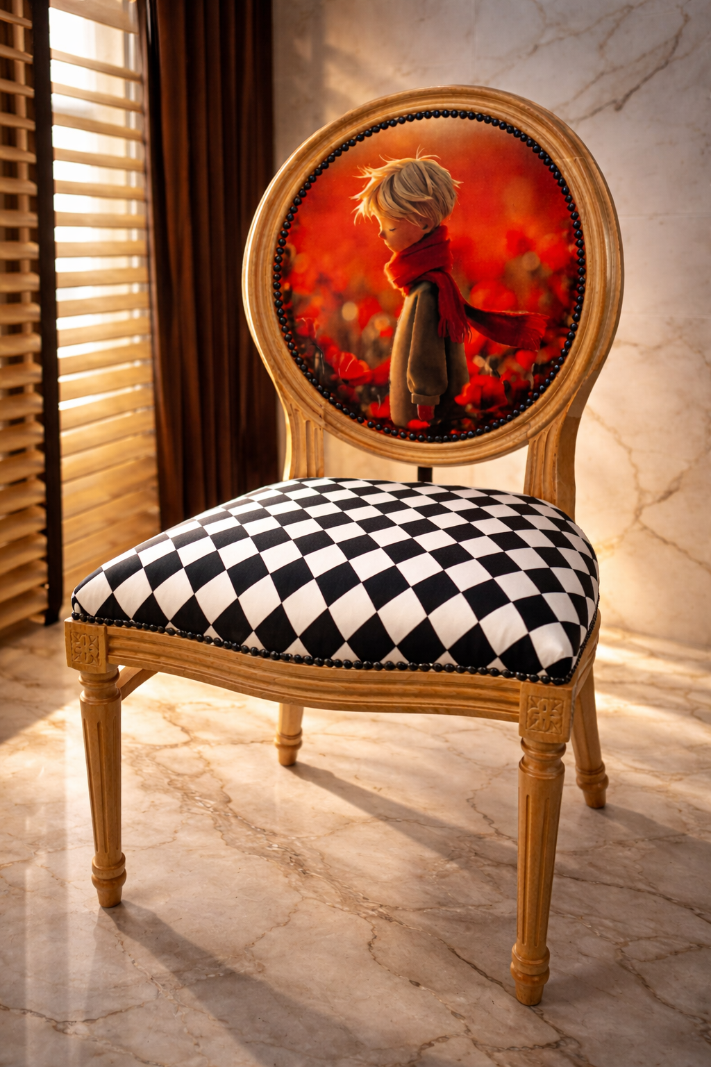 Eleganter Designer-Stuhl mit Illustration M_deko