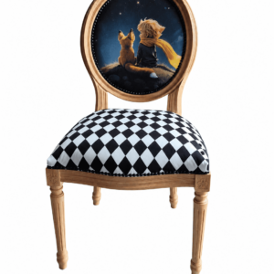Designer Vintage Stuhl „Der Kleine Prinz“ – Handgefertigt aus Massivholz mit Polsterung